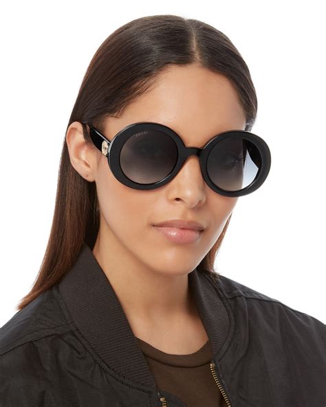 gucci sunglasses round black|gucci 50mm round sunglasses.